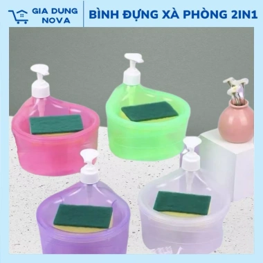 Bình đựng nước rửa chén 2in1 có đầu bơm - Hộp xà phòng đa năng tiện lợi cho bếp