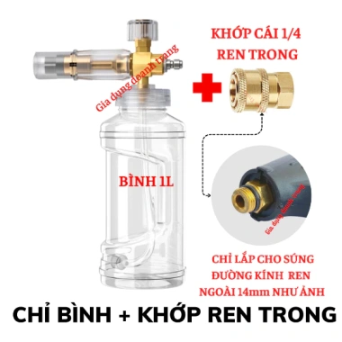Bình foam bọt tuyết 1L cho máy rửa xe áp lực cao - Nhỏ gọn, ưu đãi 213.000 VND 10