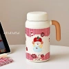 Bình giữ nhiệt 1.000ml nắp vặn Hàn Quốc, khay lọc trà, quai cún caro đỏ - Giá 125k 2