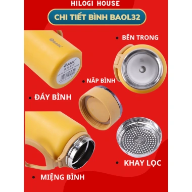 Bình giữ nhiệt 1.500ml inox Giữ nóng 12h giữ lạnh 20h sơn chống xước 3 lớp 169.000đ