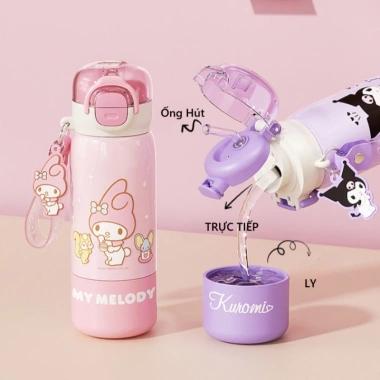 Bình Giữ Nhiệt Bé Inox 316 Ống Hút Tu Ly Kuromi Melody Cinnamon Kitty Giá 315.000₫ 2