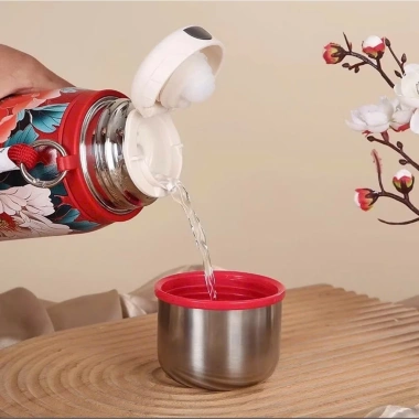 Bình giữ nhiệt hoạ tiết cánh hoa inox 316 dập nổi, nắp cốc, nữ tính, giảm 22% 4