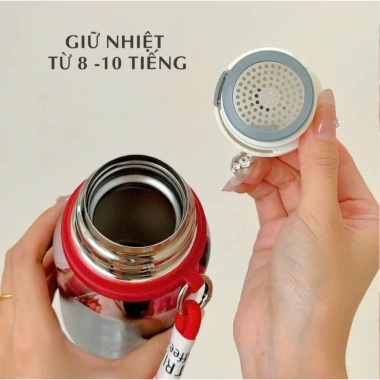 Bình giữ nhiệt hoạ tiết cánh hoa inox 316 dập nổi, nắp cốc, nữ tính, giảm 22% 7