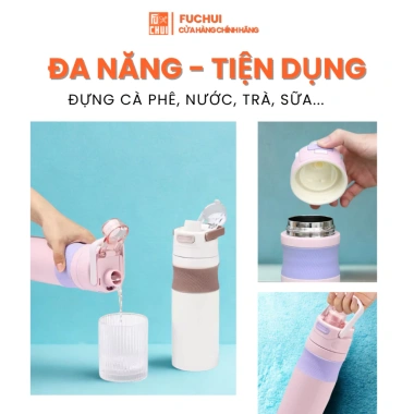Bình giữ nhiệt Inox 316 Fuchui 580ml - Thể thao đa năng, giữ nhiệt 6‑8h, chỉ 138k VND
