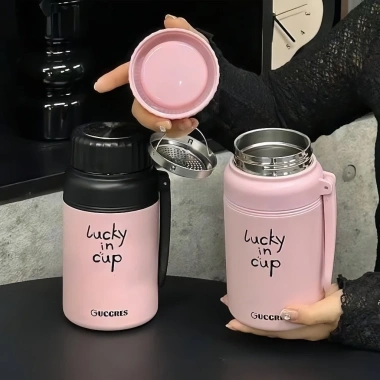 Bình Giữ Nhiệt Lucky Cup 1.000ml Inox Cao Cấp - Thiết Kế Thời Trang, Giữ Nóng Lâu, Quai Xách Tiện Lợi, Giá Ưu Đãi 115k