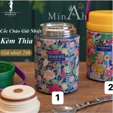 Bình Giữ Nhiệt Magrace Paris Inox 304/316, Quai Xách và Ống Hút, Giá 205.000₫