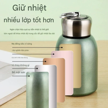 Bình Giữ Nhiệt Mini 300ml Inox 304 - Đựng Cafe, Trà, Nước, Nhỏ Gọn, Tay Cầm Tiện Lợi, Đủ Màu, Giá 120.000 VND 2