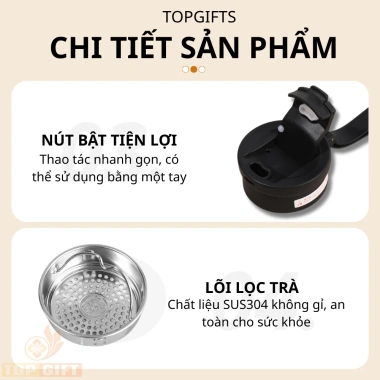 Bình giữ nhiệt TopGifts B612 600ml khắc tên theo yêu cầu, thể thao, quai xách, lõi SUS316 an toàn sức khỏe giá 235.000 7
