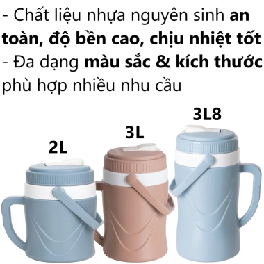Bình giữ nhiệt Việt Nhật 1-3.8L siêu bền, đẹp, tiện lợi, có quai xách, giữ nóng lạnh 2