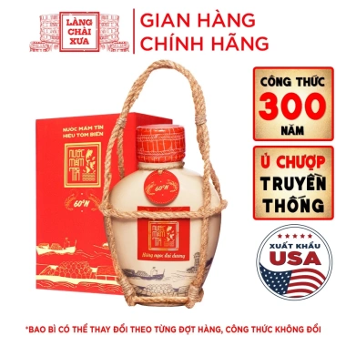 Bình gốm 01 Nước mắm Tôm Biển 60N đạm Tĩn 500ml Thơm Ngon Hảo Hạng Giá 450k