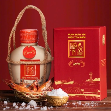 Bình gốm 01 Nước mắm Tôm Biển 60N đạm Tĩn 500ml Thơm Ngon Hảo Hạng Giá 450k