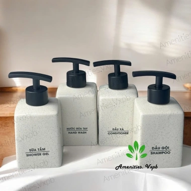 Bình gốm Bát Tràng đựng dầu gội, sữa tắm, nước rửa tay, màu vân cát, vòi nhựa đen dẹt, giảm còn 25.000đ 4