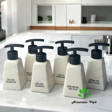 Bình gốm Bát Tràng đựng dầu gội, sữa tắm, nước rửa tay, màu vân cát, vòi nhựa đen dẹt, giảm còn 25.000đ 6