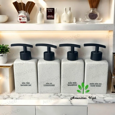 Bình gốm Bát Tràng đựng dầu gội, sữa tắm, nước rửa tay, màu vân cát, vòi nhựa đen dẹt, giảm còn 25.000đ 9