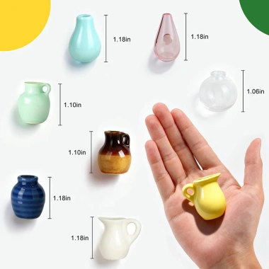 Bình gốm mini nam châm tủ lạnh, nhãn dán văn phòng, tủ khóa trang trí, bình hoa dễ thương 2