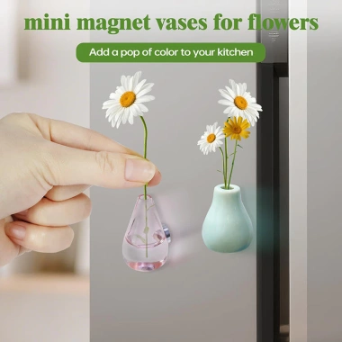 Bình gốm mini nam châm tủ lạnh, nhãn dán văn phòng, tủ khóa trang trí, bình hoa dễ thương 4