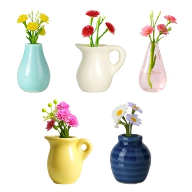Bình gốm mini nam châm tủ lạnh, nhãn dán văn phòng, tủ khóa trang trí, bình hoa dễ thương 5