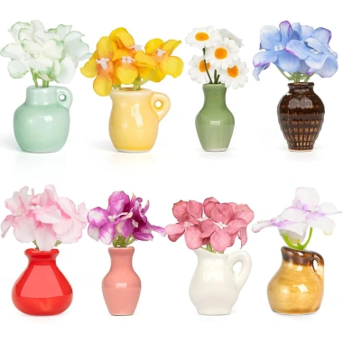 Bình gốm mini nam châm tủ lạnh, nhãn dán văn phòng, tủ khóa trang trí, bình hoa dễ thương 19