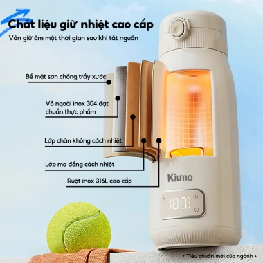 Bình hâm sữa Kiumo 450ml - Sạc nhanh, LED hiển thị nhiệt, giữ ấm thông minh, 799.000₫ 3
