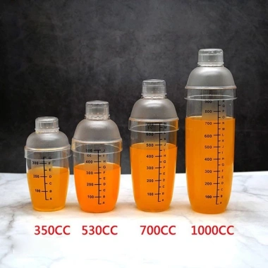 Bình Lắc Cocktail Shaker Nhựa Chia Vạch 350ml-500ml Dùng pha chế CAKESHOP