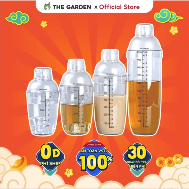 Bình lắc pha chế THE GARDEN nhựa vạch đen Dụng cụ làm trà sữa, giá 28.000₫