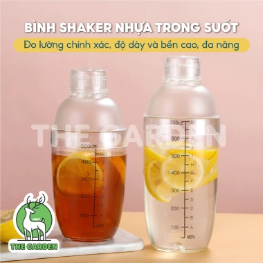 Bình lắc pha chế THE GARDEN nhựa vạch đen Dụng cụ làm trà sữa, giá 28.000₫