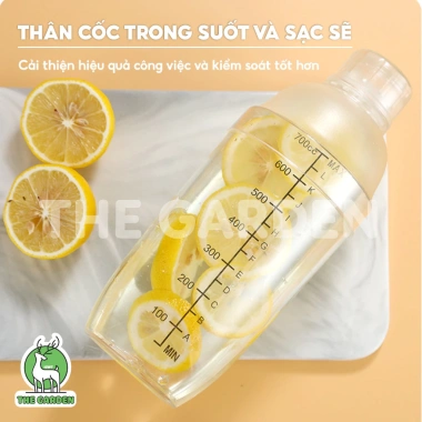 Bình lắc pha chế THE GARDEN nhựa vạch đen Dụng cụ làm trà sữa, giá 28.000₫