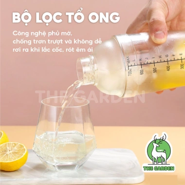 Bình lắc pha chế THE GARDEN nhựa vạch đen Dụng cụ làm trà sữa, giá 28.000₫