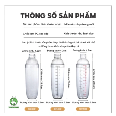 Bình lắc pha chế THE GARDEN nhựa vạch đen Dụng cụ làm trà sữa, giá 28.000₫