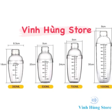 Bình Lắc Shaker nhựa chia vạch đen 350-1.000ml - Giá ưu đãi 21.000đ, chất lượng tốt