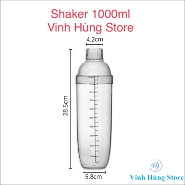 Bình Lắc Shaker nhựa chia vạch đen 350-1.000ml - Giá ưu đãi 21.000đ, chất lượng tốt
