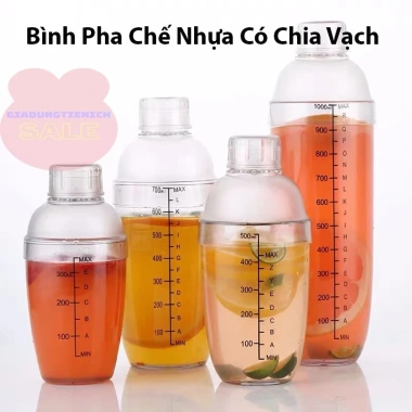 Bình lắc Shaker nhựa chia vạch đen 350-700ml - Độ bền cao, giá 9.600 VND