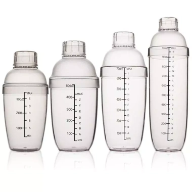 Bình lắc shaker nhựa chia vạch đen - cốc lắc pha chế kèm nắp, giá 26.000đ