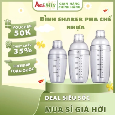 Bình lắc shaker nhựa trong suốt 350-1.000ml - Tiện lợi, dễ dùng, giảm giá 47.500