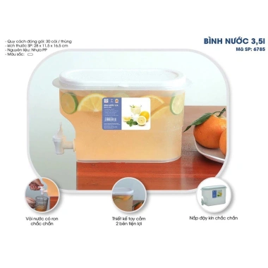 Bình nước 3.5L có vòi tủ lạnh Việt Nhật – Chịu nhiệt, cao cấp, chỉ 42.000₫