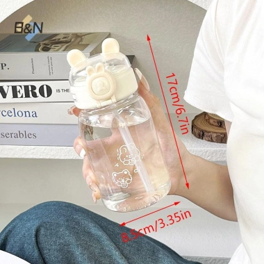 Bình Nước B&N 500ml Hình Tai Dễ Thương - Cốc Di Động, Ống Hút & Nắp, Đồ Uống Mùa Hè Cắm Trại 5