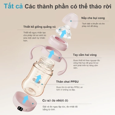Bình nước Dr.isla PPSU 160-240ml không BPA, nhiệt độ, màn hình thông minh 449.000₫