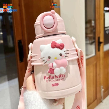 Bình Nước Giữ Nhiệt Inox 600ml Sanrio Kuromi và Hello Kitty Dành Cho Bé Gái 4