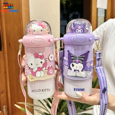 Bình Nước Giữ Nhiệt Inox 600ml Sanrio Kuromi và Hello Kitty Dành Cho Bé Gái 5
