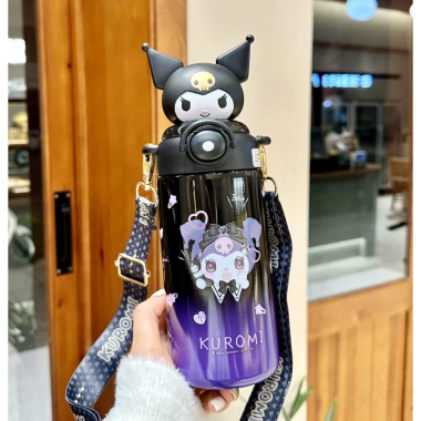 Bình Nước Giữ Nhiệt Inox 600ml Sanrio Kuromi và Hello Kitty Dành Cho Bé Gái 10