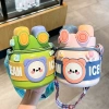 Bình nước giữ nhiệt trẻ em ICE CREAM inox 316 850ml, dễ thương, dây đeo, giá ưu đãi 175k