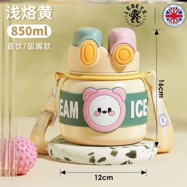 Bình nước giữ nhiệt trẻ em ICE CREAM inox 316 850ml, dễ thương, dây đeo, giá ưu đãi 175k 4