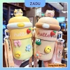 Bình Nước Hello ZADU 450ml Thủy Tinh Bọc Nhựa Cho Bé Đi Học - Ống Hút Tiện Lợi, Nắp Thú Dễ Thương, Giá 99.000 VND