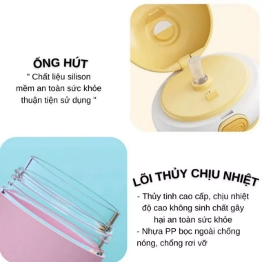 Bình Nước Hello ZADU 450ml Thủy Tinh Bọc Nhựa Cho Bé Đi Học - Ống Hút Tiện Lợi, Nắp Thú Dễ Thương, Giá 99.000 VND