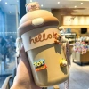 Bình Nước Hello ZADU 450ml Thủy Tinh Bọc Nhựa Cho Bé Đi Học - Ống Hút Tiện Lợi, Nắp Thú Dễ Thương, Giá 99.000 VND 6
