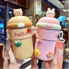 Bình Nước Hello ZADU 450ml Thủy Tinh Bọc Nhựa Cho Bé Đi Học - Ống Hút Tiện Lợi, Nắp Thú Dễ Thương, Giá 99.000 VND 8