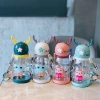 Bình Nước Hoạt Hình Sừng Hươu 600ml Chống Sặc, Sticker và Dây Đeo cho Bé Đi Học, Đi Chơi - Giá 39.000đ