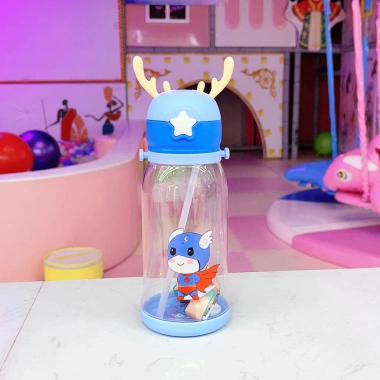 Bình Nước Hoạt Hình Sừng Hươu 600ml Chống Sặc, Sticker và Dây Đeo cho Bé Đi Học, Đi Chơi - Giá 39.000đ 5