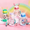 Bình Nước Hoạt Hình Sừng Hươu 600ml Chống Sặc, Sticker và Dây Đeo cho Bé Đi Học, Đi Chơi - Giá 39.000đ 8