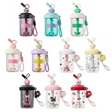 Bình Nước HOBBYIN 580ml Chống Rò Rỉ – Cốc Uống Nắp Bụi, Ống Hút Tay, Shaker – 185.350₫